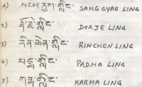 Название дзогчен-центров в факсимильном виде