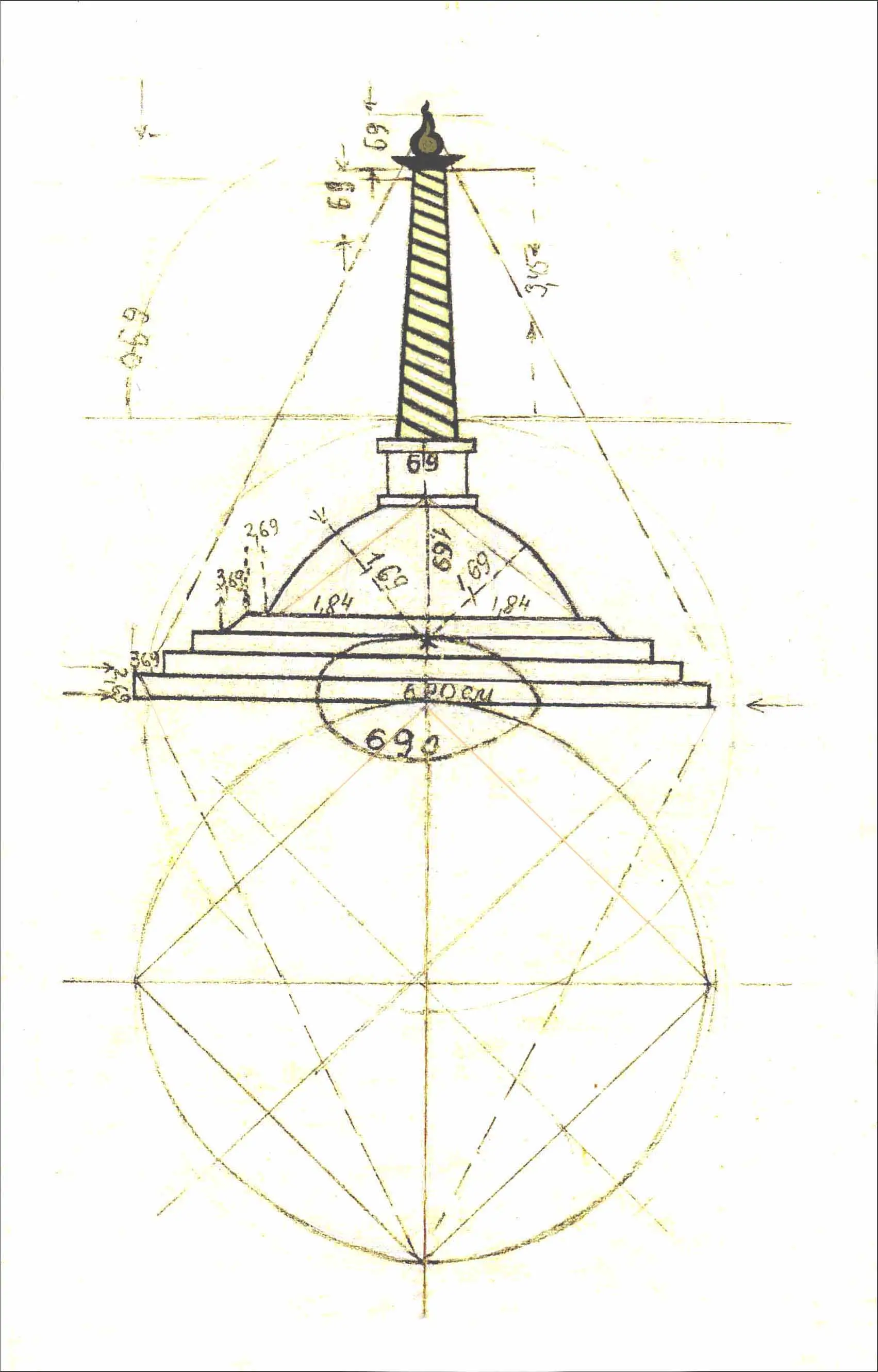 Ю. К. Лавров. Проект ступы Б. Д. Дандарона. Кижинга, 2001 г.