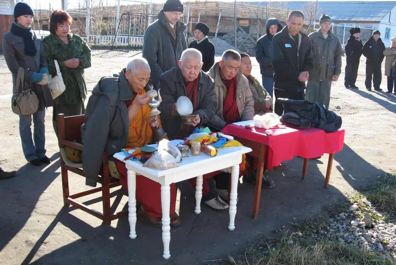 Освещение ступы в Выдрино