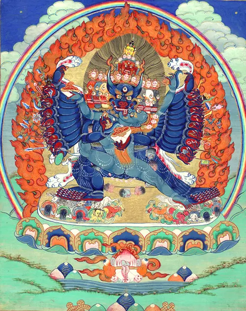 34-рукий Шри Ваджрабхайрава Яб-Юм